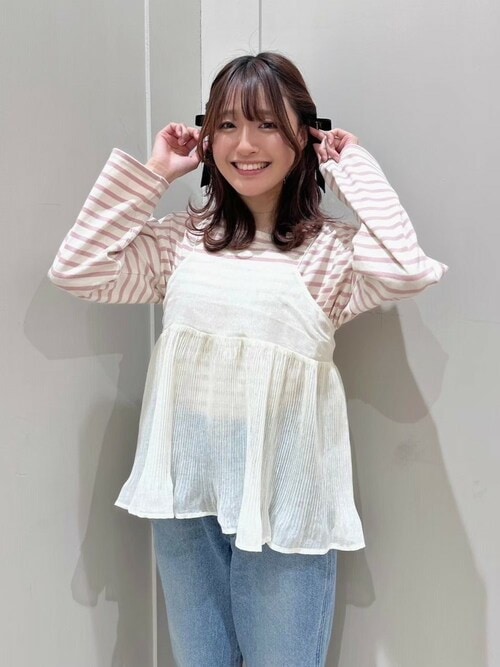 アルベロベロ ボーダーTシャツ 水色お花 セール】レインボーボーダートップ2(Tシャツ/カットソー