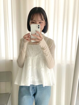 「刺繍」｜「アイテム（キャミソール）」を使った、flowerさん（レディース・160cm）の春コーディネート