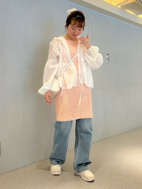 「カジュアルガーリー」｜「アイテム（ナイロンジャケット）」を使った、flowerさん（レディース・155cm）の春コーディネート