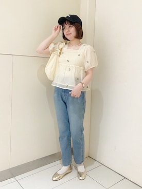 「flower（フラワー）のアイテム（キャップ）」を使った、flowerさん（レディース・160cm）の春コーディネート