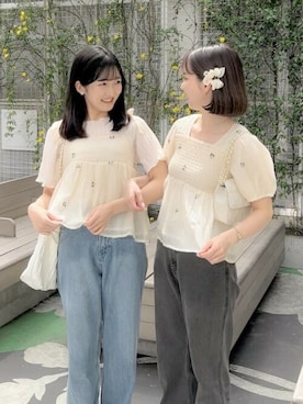 「刺繍」｜「アイテム（キャミソール）」を使った、flowerさん（レディース・161cm）の春コーディネート