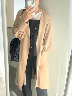 「大人ガーリー」｜「アイテム（トレンチコート）」を使った、flowerさん（レディース・157cm）の春コーディネート