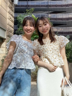 「アイテム（シュシュ、ブルー系）」を使った、flowerさん（レディース・156cm）の夏コーディネート