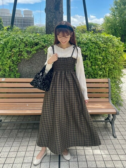 セール】ナチュラルチェックワンピース（ワンピース）｜flower