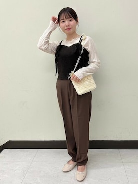 「ブラウンパンツ」｜flowerさん（レディース・146cm）の秋コーディネート