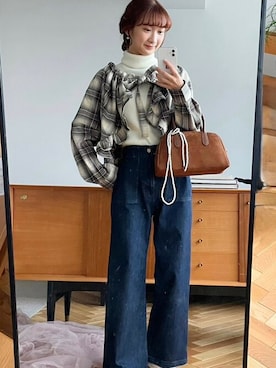 「大人ガーリー」｜「アイテム（ノーカラージャケット）」を使った、flowerさん（レディース・154cm）の秋コーディネート