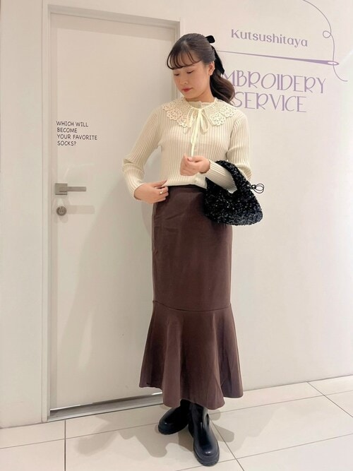 未使用❤️夏仕様♡プリーツ　リネンライク　定価19.580円　ロングジレ　黒 ビンテージライクレースカラー（付け襟）｜flower（フラワー）の