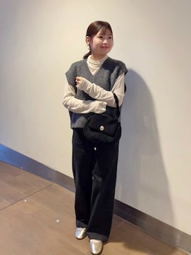 「秋服」｜「アイテム（ベスト、グレー系）」を使った、flowerさん（レディース・147cm）の秋コーディネート