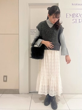 「秋服」｜「アイテム（ベスト、グレー系）」を使った、flowerさん（レディース・161cm）の秋コーディネート