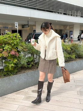 「リブニット」｜「アイテム（ブルゾン）」を使った、flowerさん（レディース・164cm）の秋コーディネート