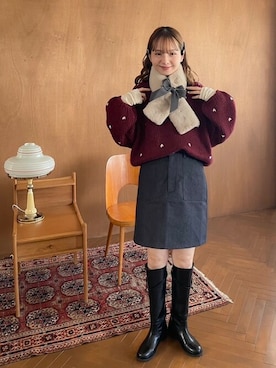 「flower（フラワー）のアイテム（マフラー）」を使った、flowerさん（レディース・160cm）の冬コーディネート