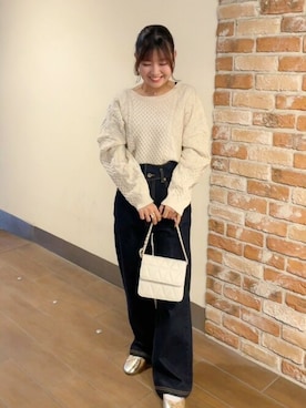 「ゆるニット」｜「アイテム（アクセサリー）」を使った、flowerさん（レディース・147cm）の冬コーディネート