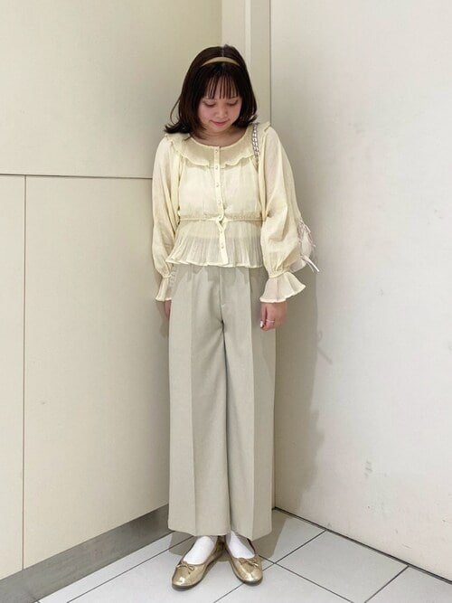 大人も着やすいシンプルファッション シェルプリーツブラウス（シャツ/ブラウス）｜flower（フラワー トップス