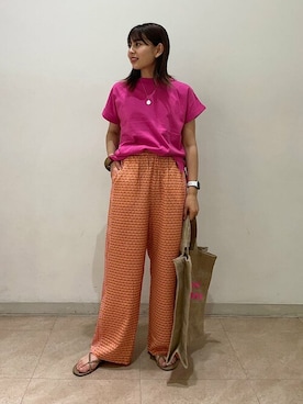 「USAコットン」｜「アイテム（アクセサリー）」を使った、カーンさん（レディース・158cm）の夏コーディネート