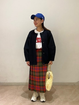 「NEWBALANCE」｜「アイテム（ノーカラージャケット）」を使った、カーンさん（レディース・158cm）の秋コーディネート