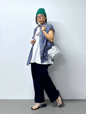 「saloon（サルーン）のアイテム（アクセサリー）」を使った、SALOON STAFFさん（レディース・150cm）の夏コーディネート