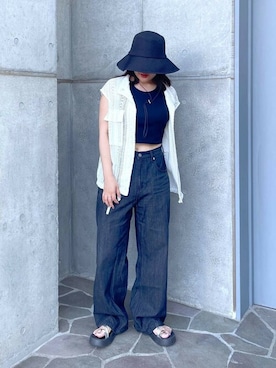 「saloon（サルーン）のアイテム（トップス）」を使った、SALOON STAFFさん（レディース・155cm）の夏コーディネート