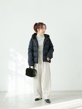 「寒い」｜「アイテム（ダウンジャケット/コート）」を使った、moyuさん（レディース・150cm）の冬コーディネート