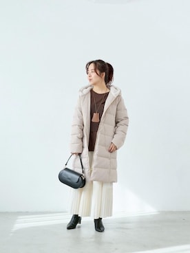 「寒い」｜「アイテム（ダウンジャケット/コート）」を使った、moyuさん（レディース・150cm）の冬コーディネート