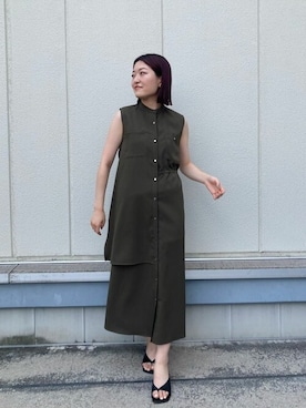 「アイテム（チュニック、グリーン系）」を使った、sakuraさん（レディース・164cm）の夏コーディネート