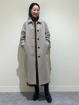 「イエベ」｜「アイテム（ステンカラーコート）」を使った、ayaさん（レディース・156cm）の冬コーディネート
