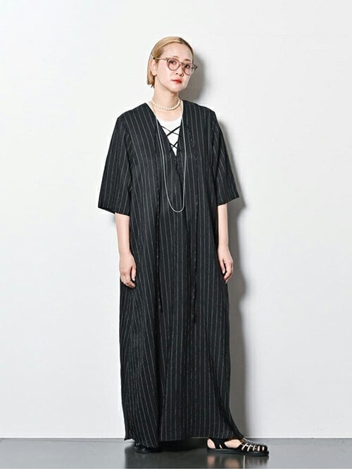 lali  ワンピース LACE UP LINEN DRESS：ワンピース（ワンピース）｜CITYSHOP