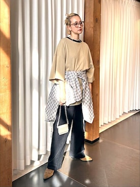 「アイテム（その他シューズ、ベージュ系）」を使った、SAKURAKOさん（レディース・165cm）の秋コーディネート