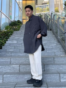 「STUDIOUS（ステュディオス）のアイテム（パンツ）」を使った、STUDIOUS MENSさん（メンズ・158cm）の春コーディネート