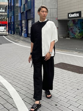 「SHAREEF（シャリーフ）のアイテム」を使った、STUDIOUS MENSさん（メンズ・181cm）の春コーディネート