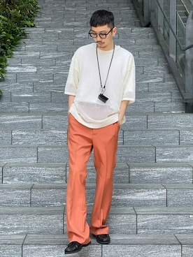 「LiNoH（リノー）のアイテム（パンツ）」を使った、STUDIOUS MENSさん（メンズ・173cm）の春コーディネート