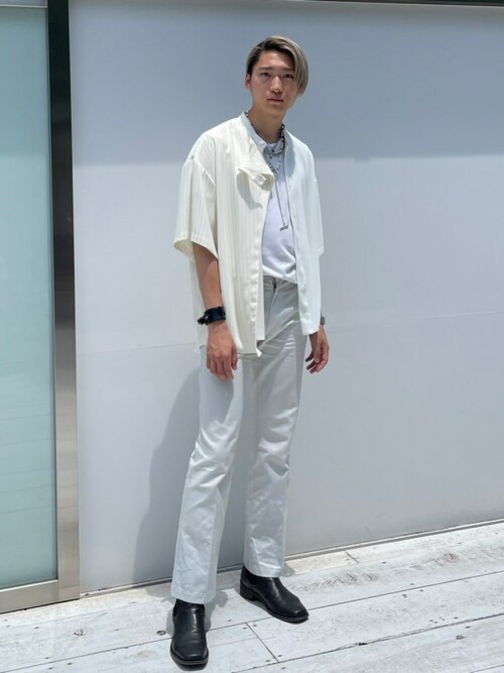 LiNoH DRAPE LAYERED SHIRT size1 ブルー