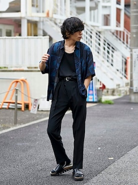 「LiNoH（リノー）のアイテム（トップス）」を使った、STUDIOUS MENSさん（メンズ・180cm）の夏コーディネート