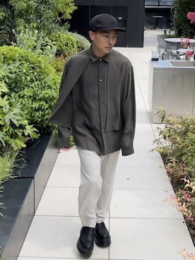 「LiNoH（リノー）のアイテム（サンダル）」を使った、STUDIOUS MENSさん（メンズ・158cm）の秋コーディネート