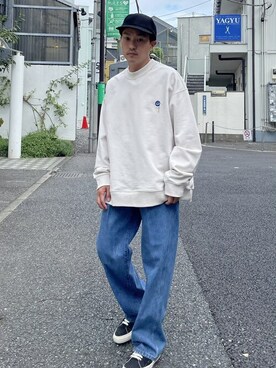 「LiNoH（リノー）のアイテム（スウェット）」を使った、STUDIOUS MENSさん（メンズ・158cm）の秋コーディネート