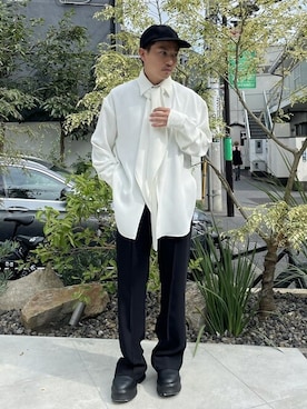 「LiNoH（リノー）のアイテム（サンダル）」を使った、STUDIOUS MENSさん（メンズ・158cm）の秋コーディネート