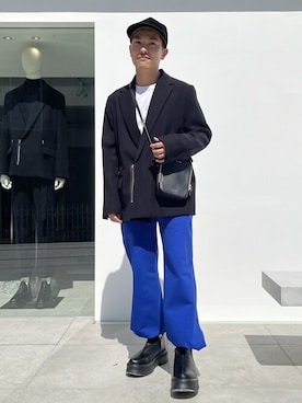 「LiNoH（リノー）のアイテム（スウェットパンツ）」を使った、STUDIOUS MENSさん（メンズ・158cm）の秋コーディネート
