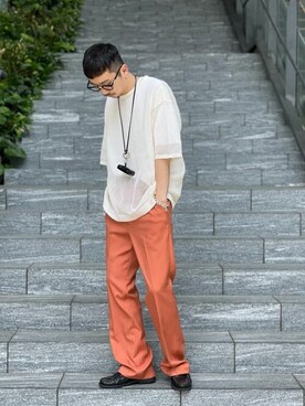 「LiNoH（リノー）のアイテム（パンツ）」を使った、STUDIOUS MENSさん（メンズ・173cm）の秋コーディネート