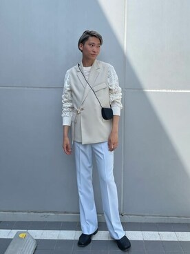「LiNoH（リノー）のアイテム（パンツ）」を使った、STUDIOUS MENSさん（メンズ・181cm）の秋コーディネート