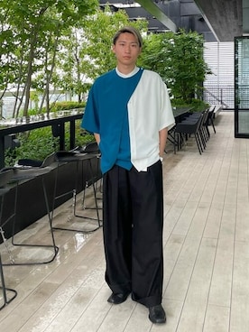 「LiNoH（リノー）のアイテム（パンツ）」を使った、STUDIOUS MENSさん（メンズ・181cm）の秋コーディネート