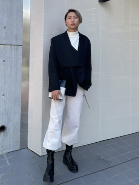 「LiNoH（リノー）のアイテム（スウェットパンツ）」を使った、STUDIOUS MENSさん（メンズ・181cm）の秋コーディネート