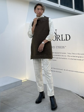 「CULLNI（クルニ）のアイテム（パンツ）」を使った、STUDIOUS MENSさん（メンズ・181cm）の秋コーディネート