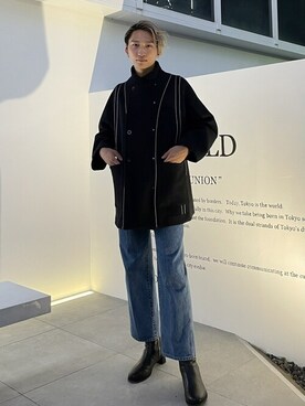 「LiNoH（リノー）のアイテム（パンツ）」を使った、STUDIOUS MENSさん（メンズ・181cm）の秋コーディネート