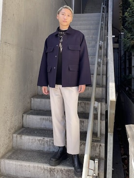 「marka（マーカ）のアイテム（ミリタリージャケット）」を使った、STUDIOUS MENSさん（メンズ・181cm）の秋コーディネート