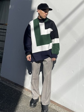 「LiNoH（リノー）のアイテム（パンツ）」を使った、STUDIOUS MENSさん（メンズ・158cm）の秋コーディネート