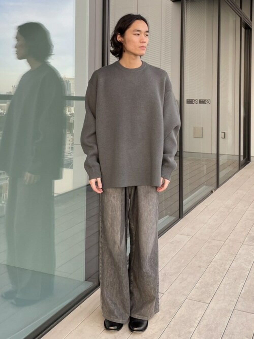 N.HOOLYWOOD 黒 ウールコート ドロップショルダー ドロップショルダーステンカラーコート C0225
