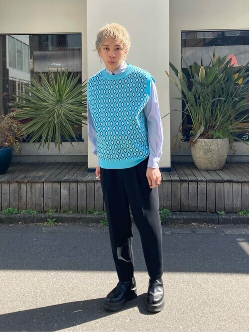 TTT MSW（ティー）の「Diamond knit polo vest（ニット/セーター