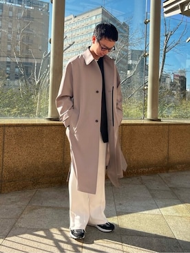 「LiNoH（リノー）のアイテム（パンツ）」を使った、STUDIOUS MENSさん（メンズ・175cm）の春コーディネート