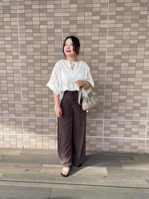 le.coeur blanc / ルクールブラン パッチワーク風レーススキッパーブラウス パッチワーク風レーススキッパーブラウス/le.coeur blanc