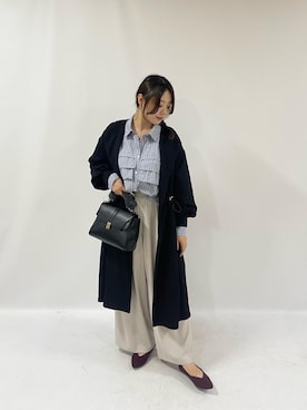 「アイテム（ノーカラーコート）」を使った、tamamiさん（レディース・156cm）の秋コーディネート