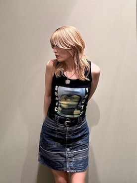 「ロック」｜「アイテム（タンクトップ）」を使った、NANAMIさん（レディース・160cm）の夏コーディネート